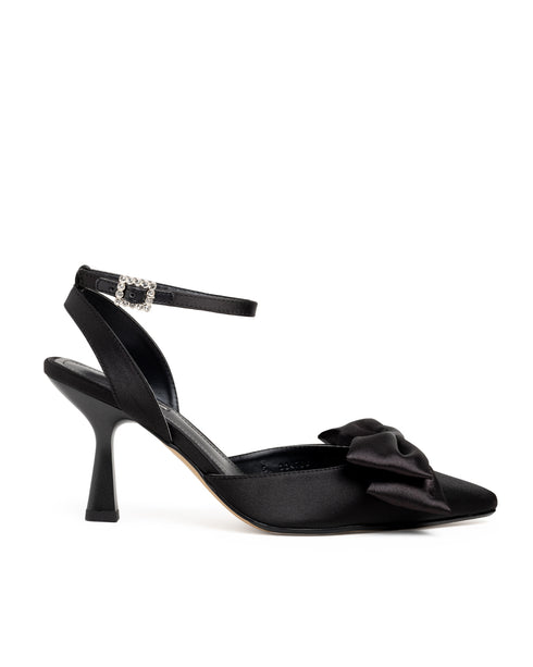 Zapatilla Negra Ankle Strap Moño 334704